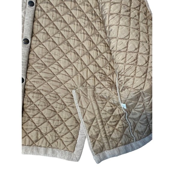 Worldly Things By Styltricot Women's Medium Tan Quilted Coat 100% Wool Italy - Picture 4 of 5